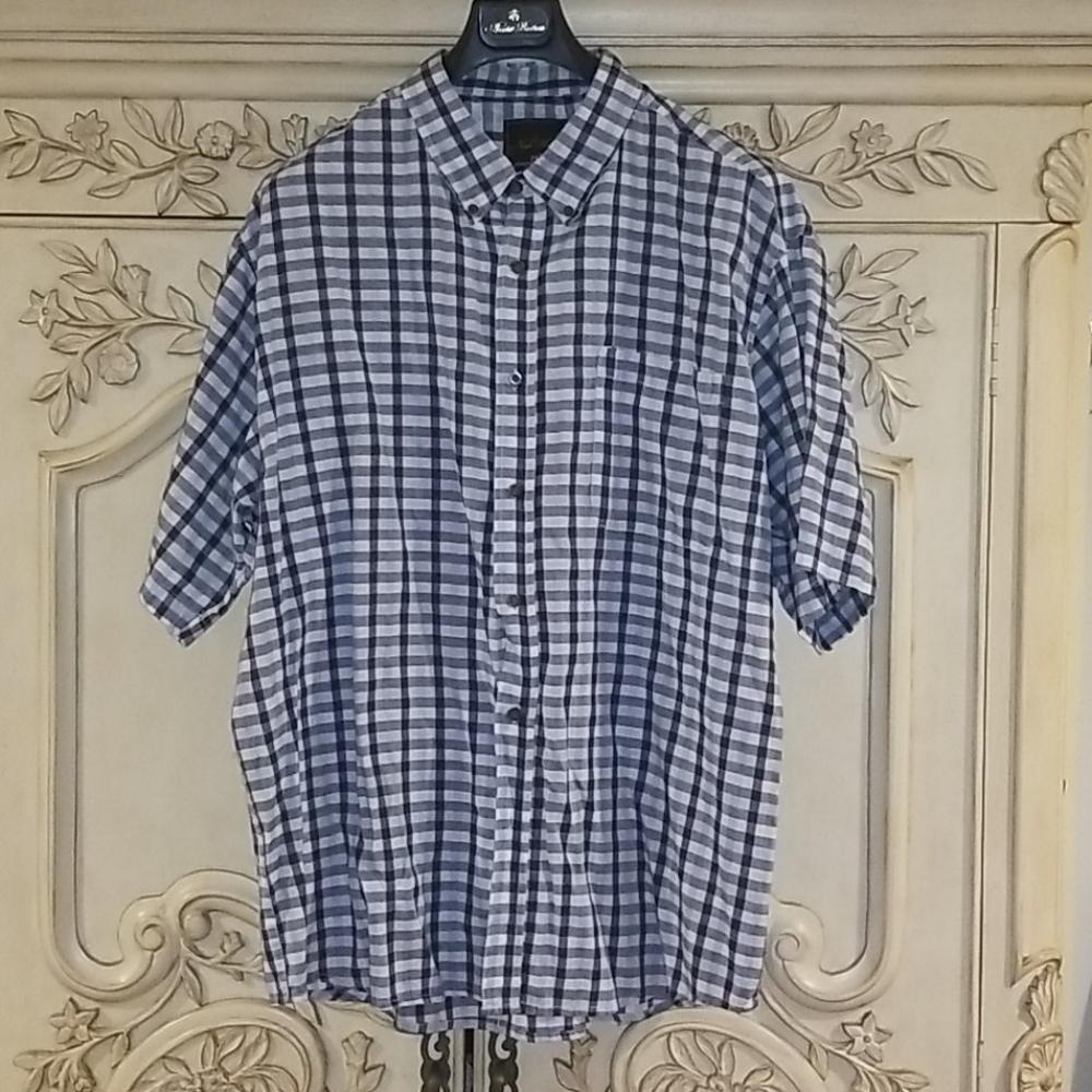 Men's blue checkerd plaid shirt 2XL
